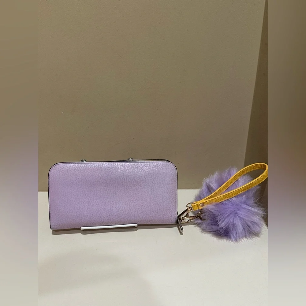 Christian Dior Lavender & Yellow Large Zip Wallet W/added Wristlet *RARE*